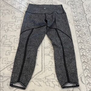 Lululemon Wunder Under Leggings Hi Rise Mesh Line Up Size 8 White Black